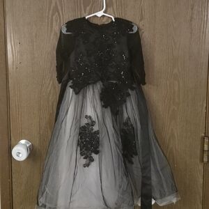 Black Embellished Tulle Party Dress